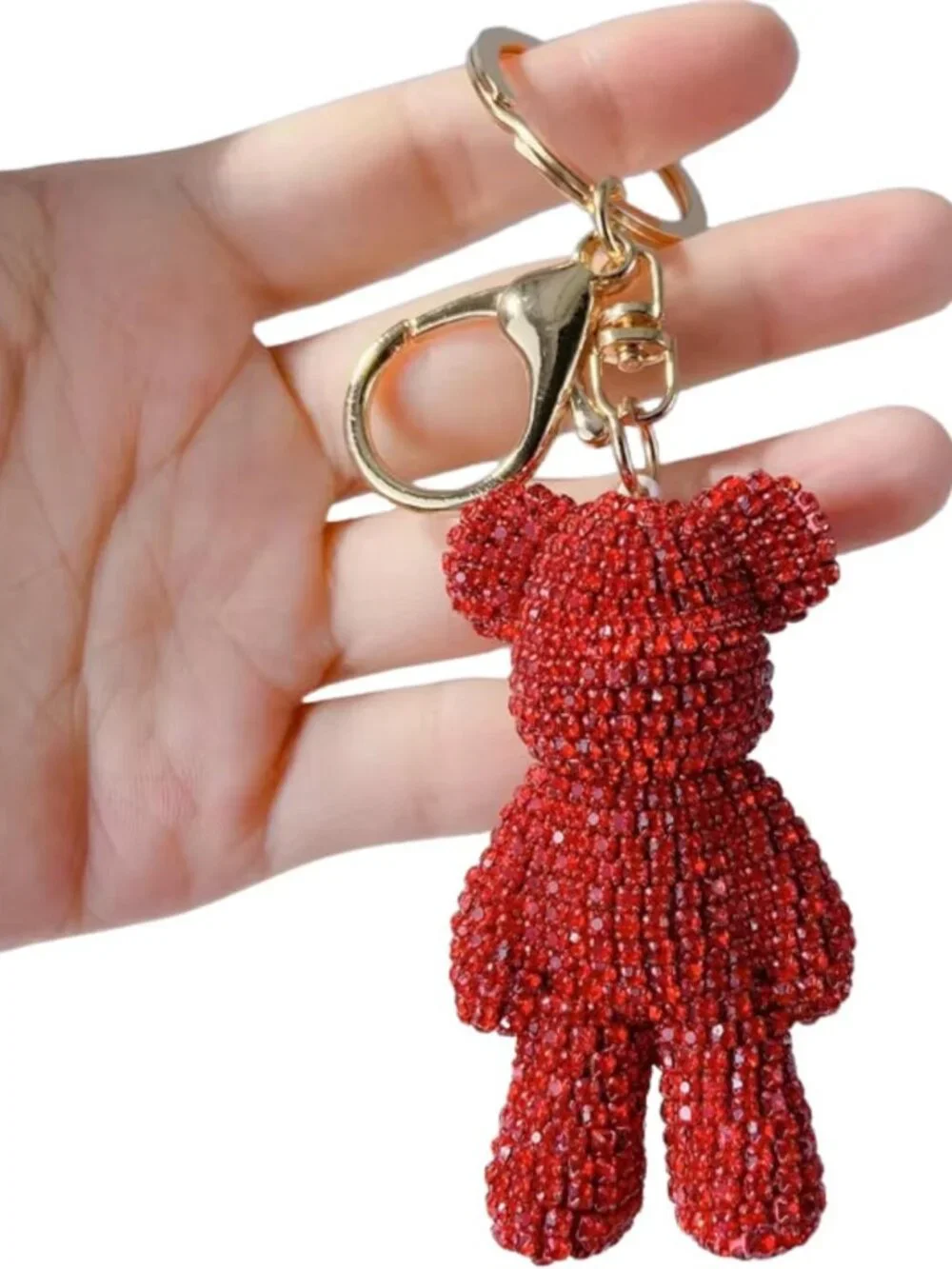 Charming Rhinestone Bear Keychain - Bling Pendant, Luxury Teddy Bear Accessory